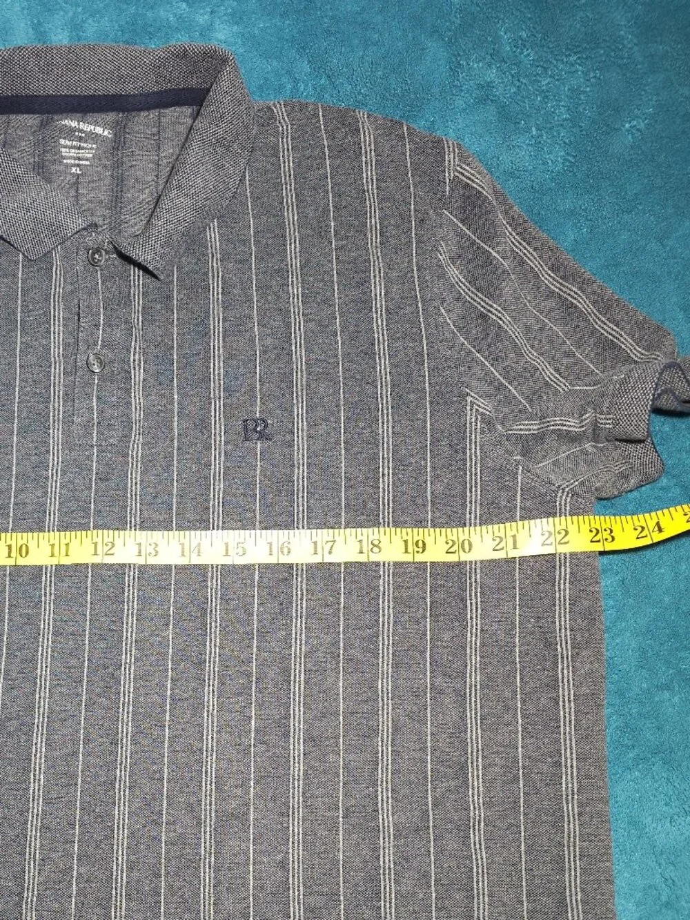 Banana Republic Blue/Gray men's short-sleeve polo shirt size XL vertical stripes